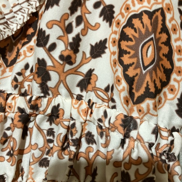 NWT! Rachel Zoe Tan and Brown Smocked Boho Top - Picture 3 of 8